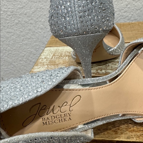 Jewel Badgley Mischka Grace Silver Rhinestone Stiletto Heel 6.5 - Picture 6 of 9